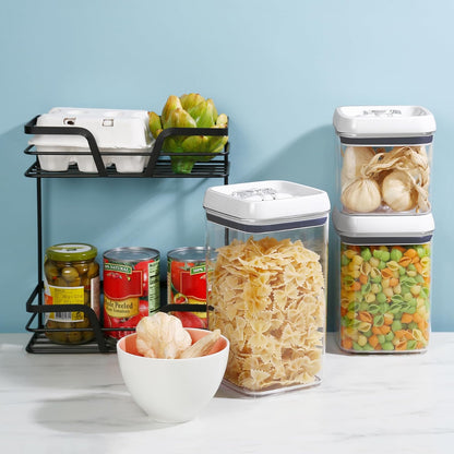 Felli Flip Tite Acrylic Food Storage Container with Lid 6” XL Air Tight Ring Seal Flip Top, Plastic Kitchen Baking Canister for 5 lb Flour Sugar Rice Protein Powder Pantry Organizer (Nest-M, White)