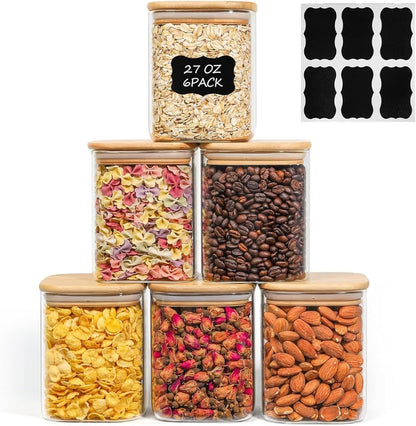 ComSaf 2Pcs Large Glass Storage Containers with Lids 4Qt, 1 Gallon Wide Mouth Flour Sugar Storage Containers, Large Capacity and Sealed for Rice, Cereal, Oat, Easy Clean and Scoop, Pantry Organization