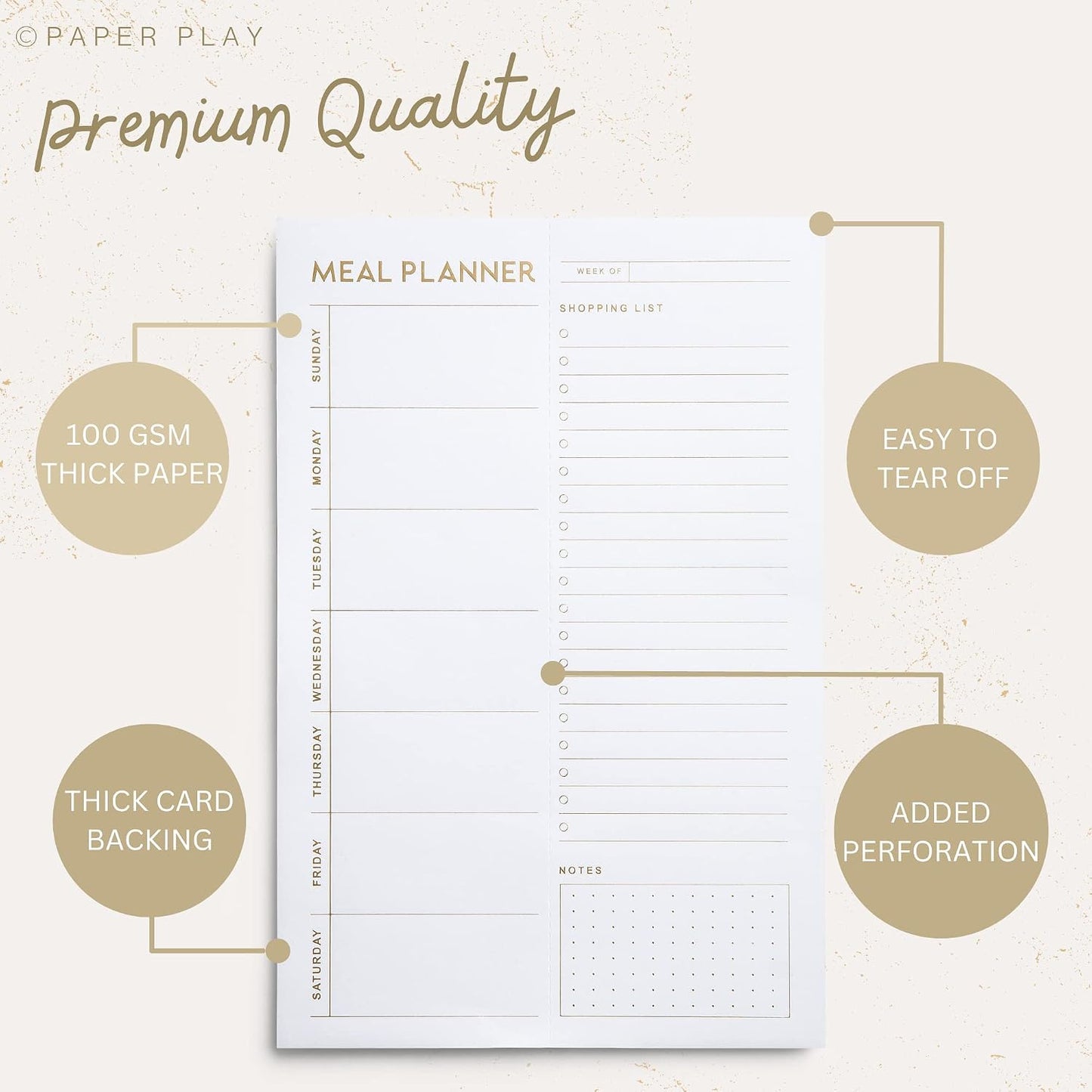 Magnetic Meal Planning Pad for Fridge 52 Undated Tear-off Sheets, 6x9 Inch Meal Planning Notepad for Meal Planner & Grocery List with Magnet, Weekly Meal Planner with Tear Off Shopping List