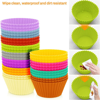 6 pack Silicone Baking Cups, Reusable Muffin Liners Non-Stick Cup, Cake Molds Set,Cupcake Silicone Liner Cupcake Holder,Bpa Free (navy blue)