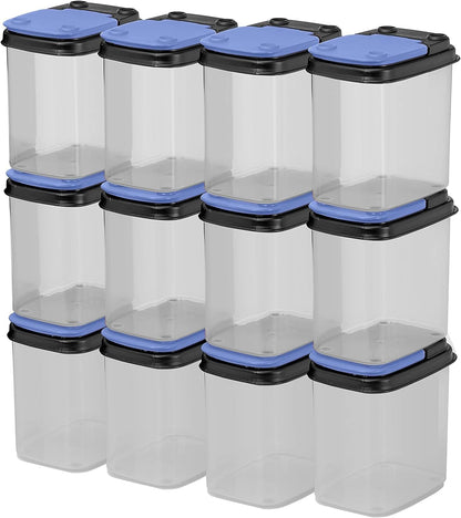 Buddeez Multi-Purpose Hardware Storage Bins Bits and Bolts Small Storage Containers, Hardware Organizers, Clear Containers With Blue Stackable Lids, Bolt and Screw Organizer (1 Quart - 8 Pack)