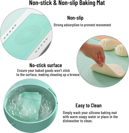 Silicone Baking Mat, 24"X16" Extra Large Non-stick Silicone Mat With High Edge, Food Grade Silicone Dough Rolling Mat For Making Cookies, Macarons, Multipurpose Mat, Countertop Mat, Placemat