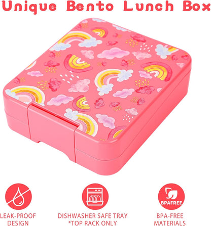 Bento Lunch Box Set for Kids with 10oz Soup Thermo, Leak-Proof Lunch Containers with 4 Compartment, Kids Thermo Hot Food Jar and Insulated Lunch Bag for Kid to School,BPA-Free(Dragon)