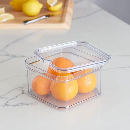 iDesign Stackable Fridge Organizer Bins with Lids for Fresh Produce - Set of 6 - Clear