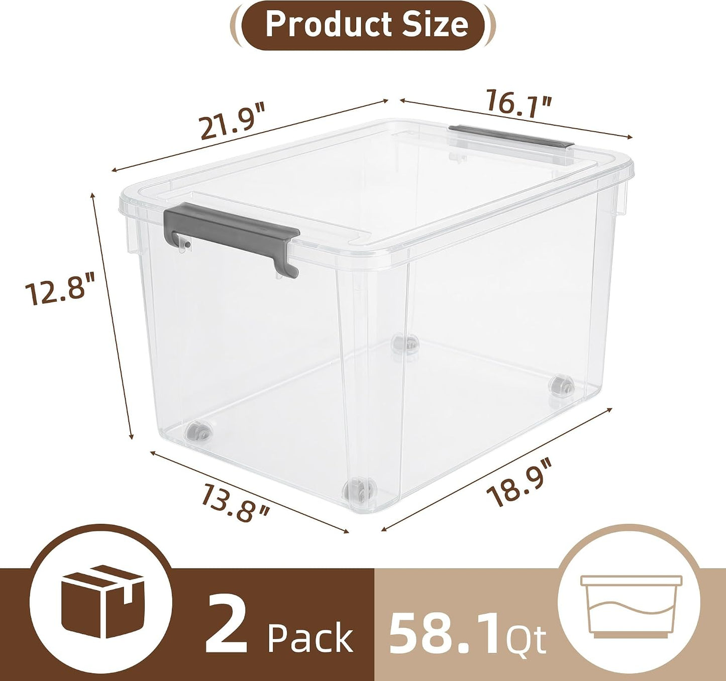 Citylife 32 QT Plastic Storage Bins with Latching Lids Stackable Storage Containers for Organizing Large Clear Storage Box for Garage, Closet, Kitchen, 4 Packs