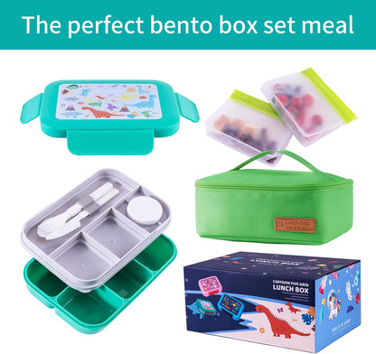 Bento Box for Kids Girls Boys, Adult,8-Compartment Leak-Proof Toddler Lunch Box for School, Drop-Proof Kids Lunch Containers with Insulated Bag, Microwave & Dishwasher Safe, BPA-Free,(Blue)