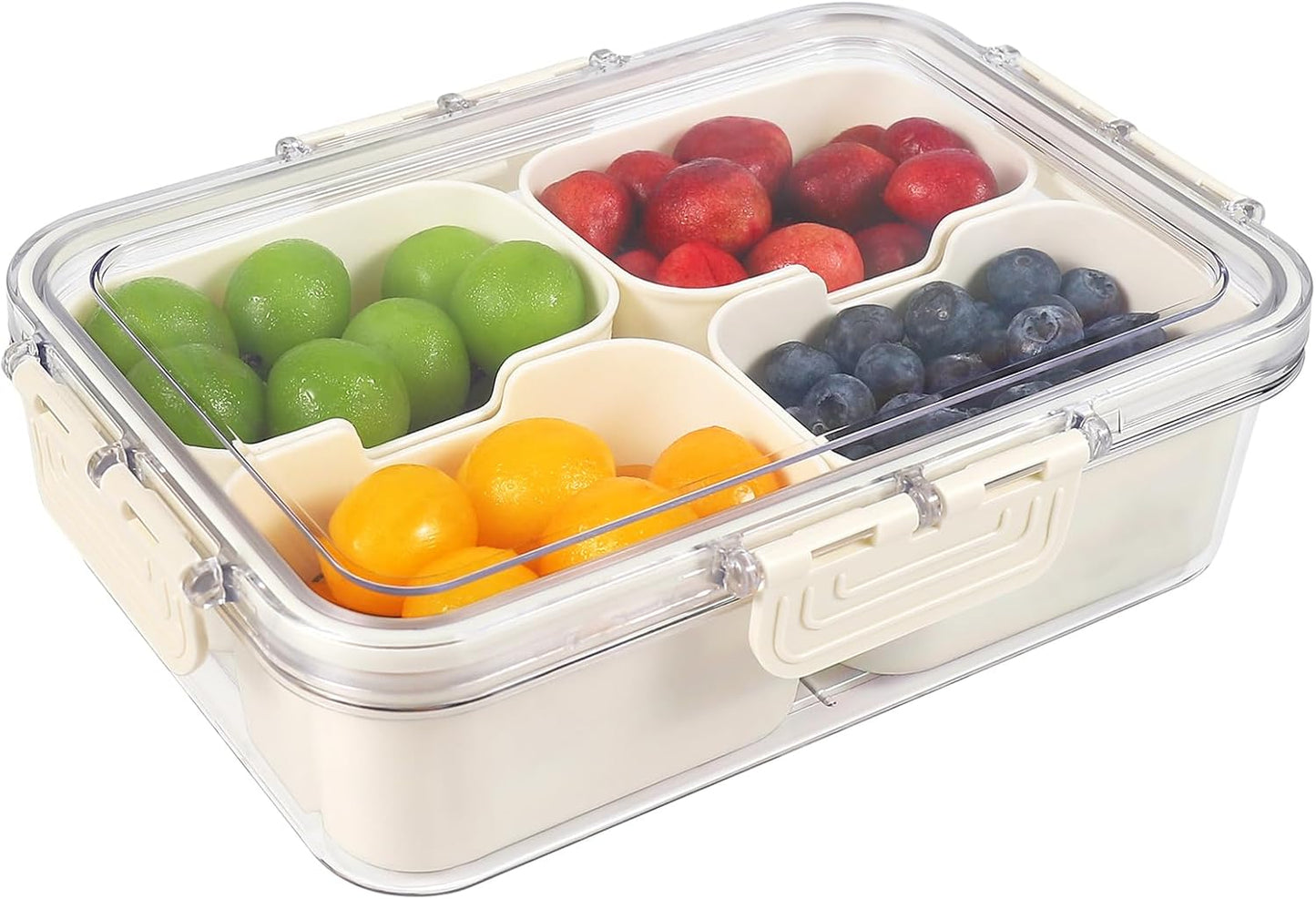 Snackle Box Container, 8 Compartment Divided Serving Tray with Lid and Handle, Snack Box Container for Candy, Fruit and Snacks, Great for Gatherings, Outings, Parties and Entertaining（Pink）