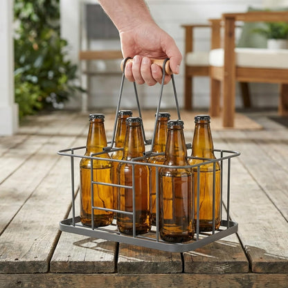 Cabilock Water Bottle Carrier Milk Bottle Holder Wire Metal Doorstep Milk Crate Basket for Farmhouse Kitchen Organizer Holder