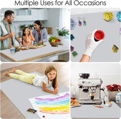 Extra Large Silicone Mat, 31.5x23.6 Inch Heat Resistant Mat for Kitchen Counter, Non Stick Silicone Baking Mat for Dough and Pastry, Thick Silicone placement Countertop Protector, Black countertop mat