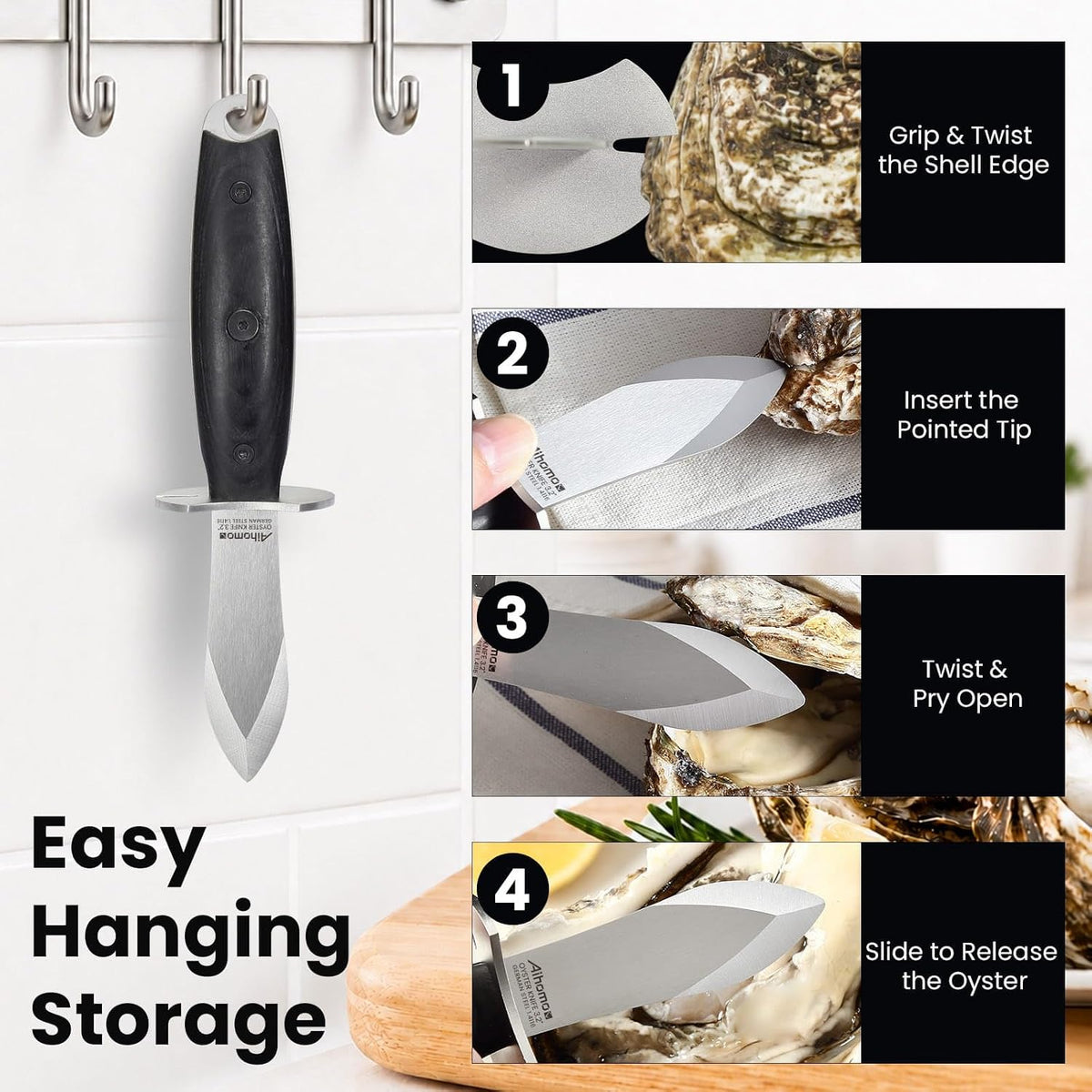 Oyster Shucking Knife Shucker Opener: Seafood Tools Protective Guard