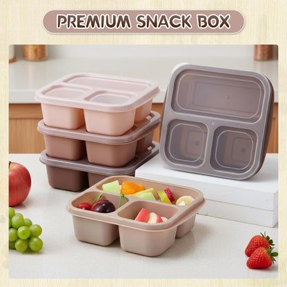 Honeydak 5 Pack Snack Containers 3 Compartment Bento Snack Boxes Divided Meal Prep Containers with Lids Reusable Adults Lunch Food Storage Box for School Work Travel(Elderberry)