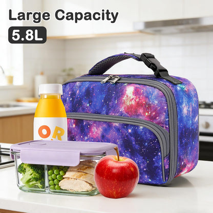 FlowFly Kids Lunch box Insulated Soft Bag Mini Cooler Back to School Thermal Meal Tote Kit for Girls, Boys, Astronaut - Colors B