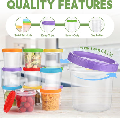 10 oz Plastic Containers with Lids, 12 Pack Stackable Small Freezer Container, Reusable Clear Food Storage Meal Prep Containers for Snack Fruit, Microwave & Dishwasher Safe