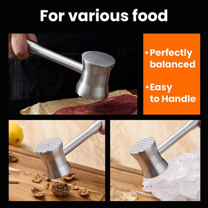 304 Stainless Steel Meat Tenderizer Mallet, Well-balanced Chicken Pounder