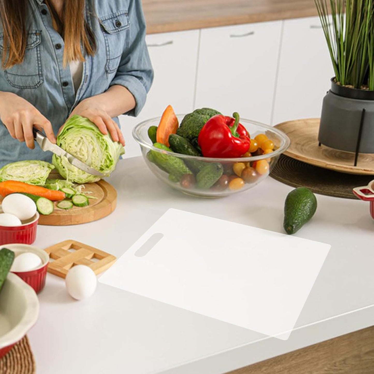 PRETYZOOM Nonslip Acrylic Cutting Board 15.7"x11.8"x0.2" Household Kitchen Chopping Mat for Vegetables Fruits with Anti-skid Surface