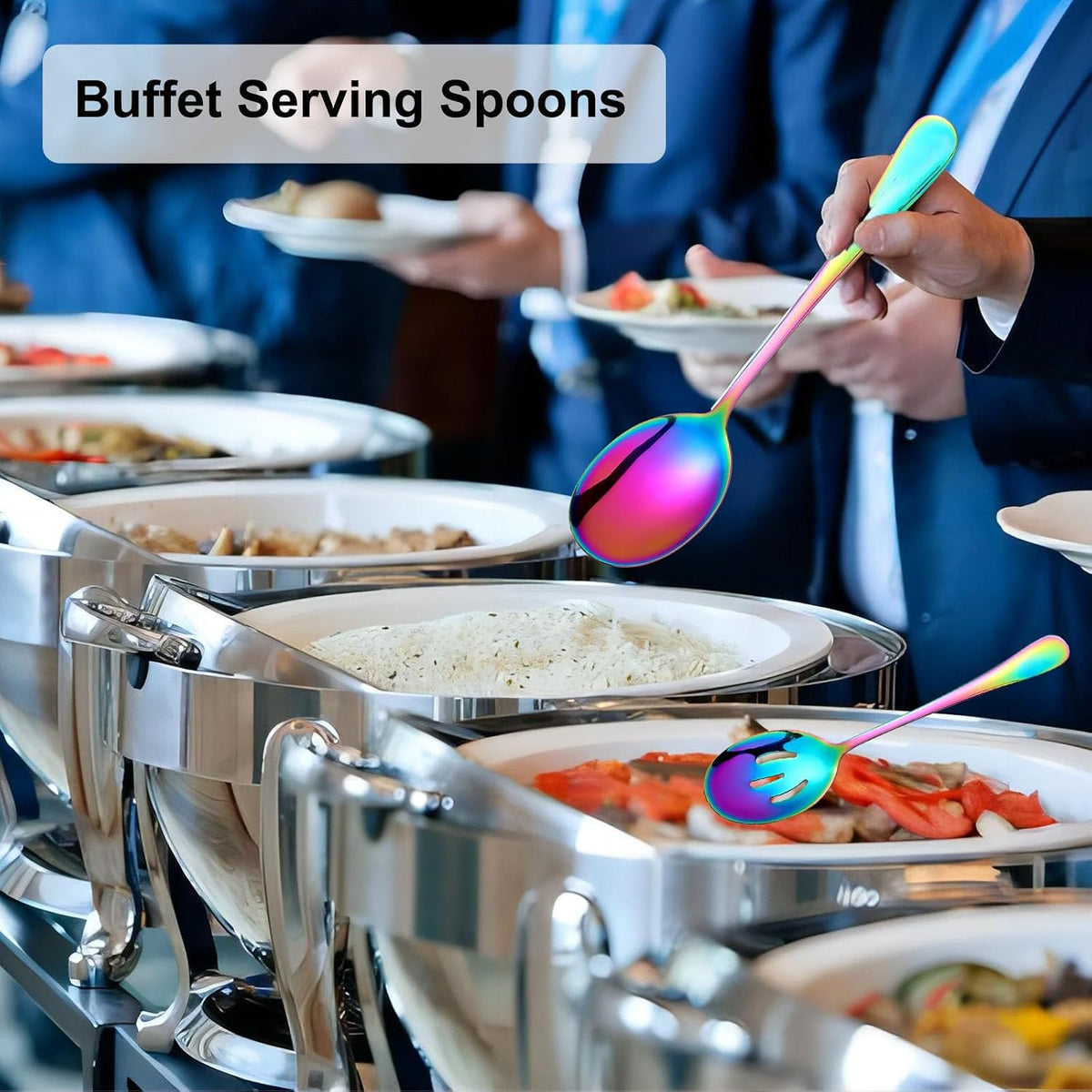 Serving Spoons Set, 8.7 Inch Serving Spoon, Slotted Spoons, Gold