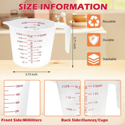 1 Cup/8 Oz Plastic Measuring Cups With Spout And Handle