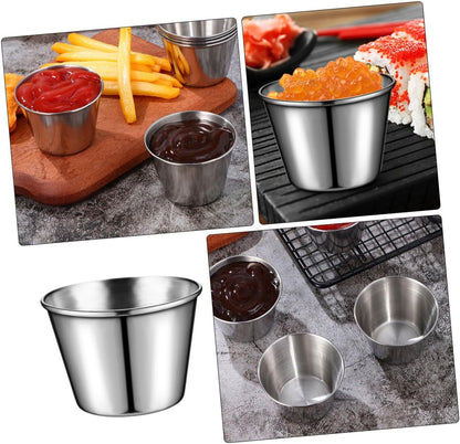 OUNONA 20pcs Stainless Steel Dipping Bowls Sauce Cups for Ketchup Condiments Appetizers for Restaurants and Home Use Versatile Kitchen Storage