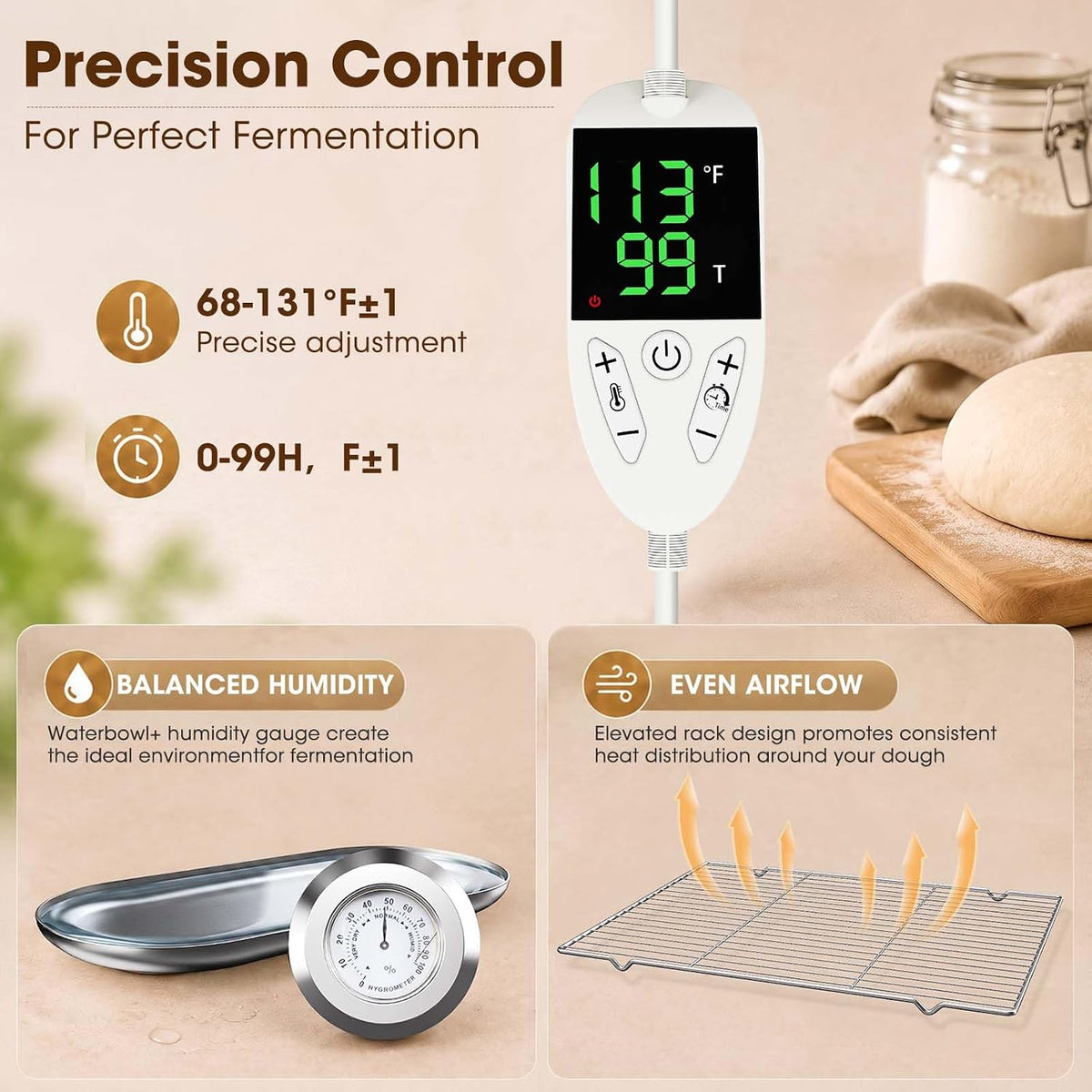 MQUPIN Folding Bread Proofing Box with 68-131℉ Temp Control for Sourdough