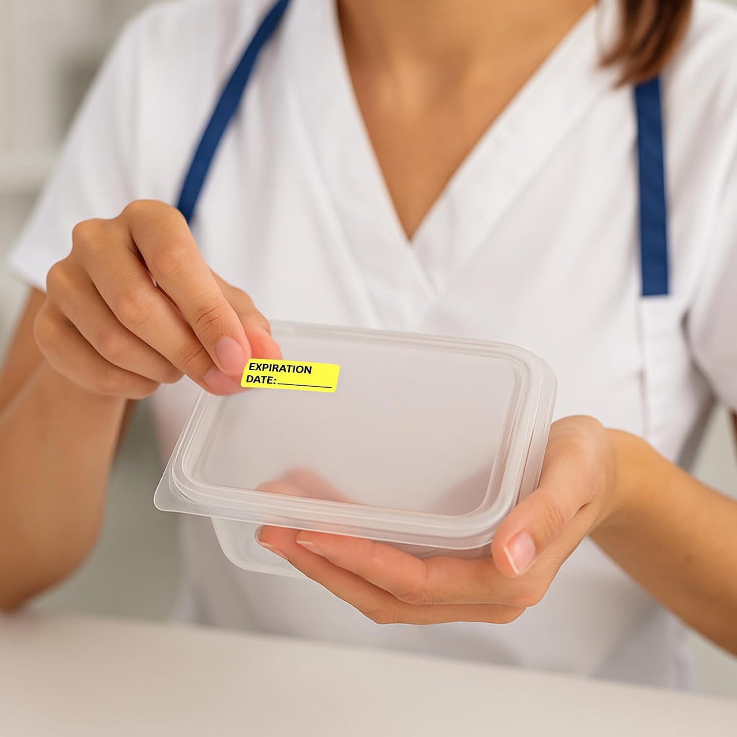 Opened Date Labels for Medical, Food & Lab Use - 800 Fluoro Green Write-on Small Stickers (12mm x 40mm / 0.5" x 1.5") in Dispense Box. Strong Latex-Free Adhesive & Indirect Food/Medical Safe Ink