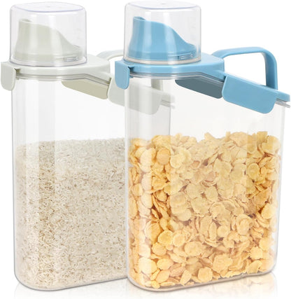 TBMax 2 Pack Airtight Rice Container 5 Lbs +10 Lbs, Cereal Container Oatmeal Storage with Easy-pouring Spout & Handy Cup for Flour Grain Beans, Pet Dog Cat Bird Food Storage Dispenser -Pink