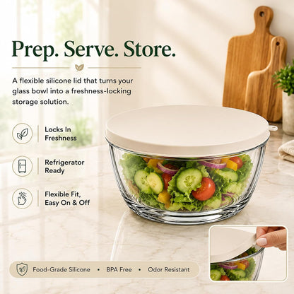 Large 5.2 Qt Glass Salad Spinner with Storage Lid Glass Bowl Black
