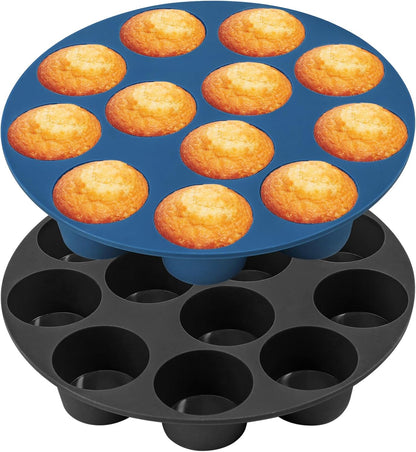 Webake Silicone Air Fryer Muffin Pan for Baking Egg Bites Silicone Mold, Nonstick 1.8 Inch Mini Muffin Tin BPA Free Set of 2