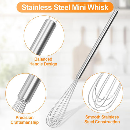 2‑Pcs 11‑Inch Mini Whisk, Small Whisk with Long‑Handle