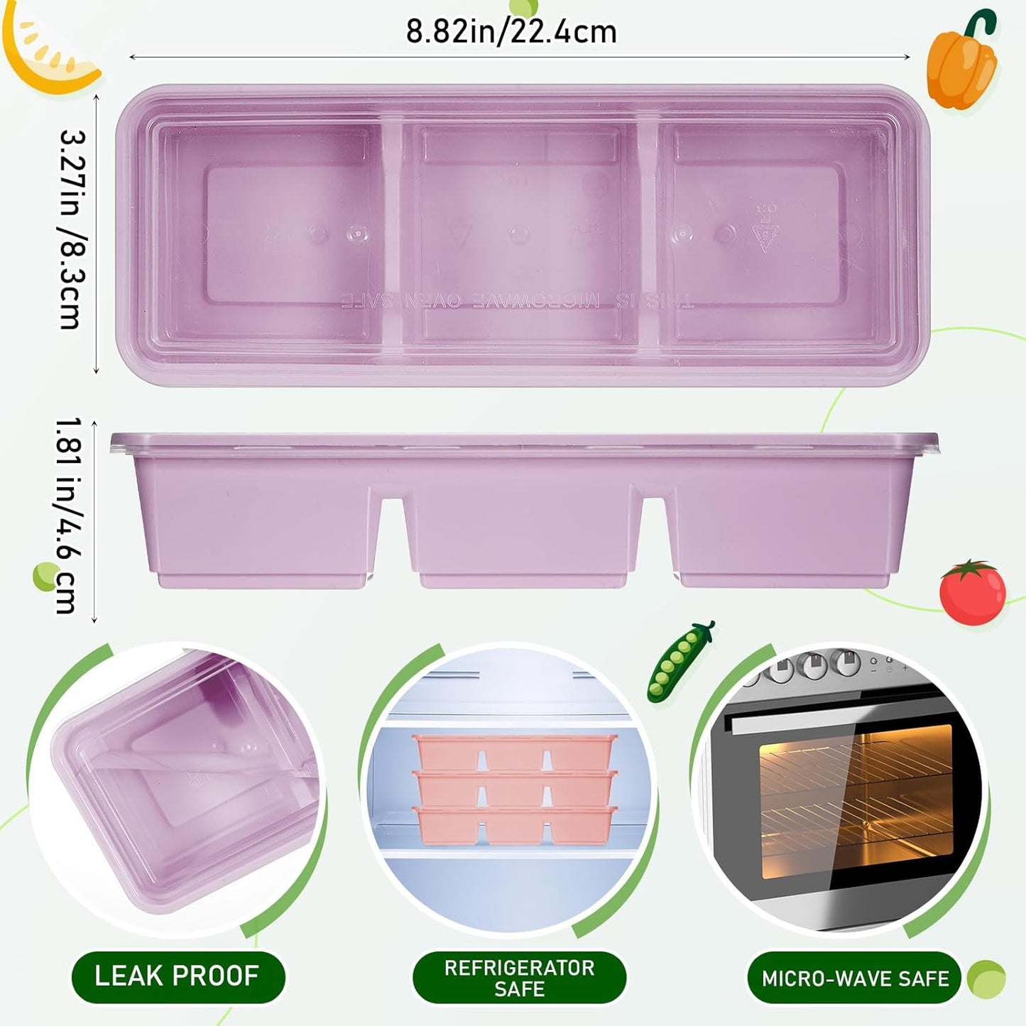 Hushee 10 Pack 17 oz Small Meal Prep Containers with 3 Compartments Snack Containers with Lid Disposable Plastic Bento Box Travel Lunch Food Boxes Stackable for Office Picnic (Black)