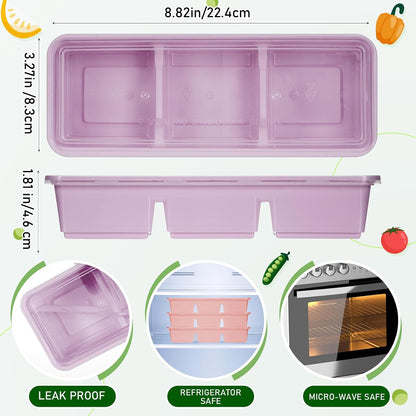 Hushee 50 Pack 17 oz Small Meal Prep Containers with 3 Compartments Snack Containers with Lid Disposable Plastic Bento Box Travel Lunch Food Boxes Stackable for Office Picnic (Clear)