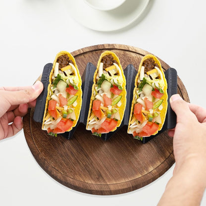 Taco Holder Set of 12, Black Plastics Taco Stand, Each Can Hold 2 To 3 Tortillas for Taco Tuesday Party Holidays, Outings, Weekends and Birthday Parties Dishwasher and Microwave Safe