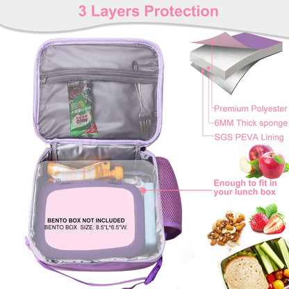 RHCPFOVR Kids Initial Lunch Bag - Insulated Lunch Box for Boys Girls,Washable Lunch Bag and Reusable Toddler Leak-proof Lunchbox for School and Daycare - Colors A