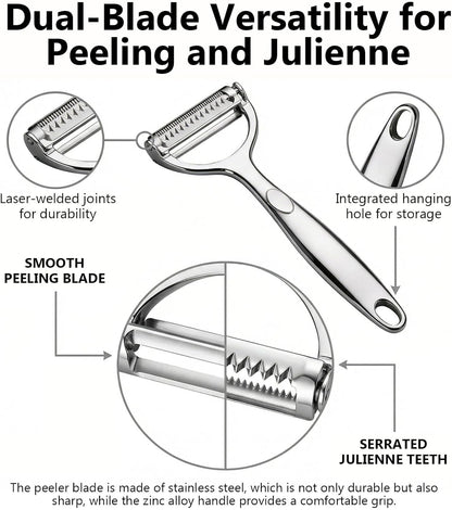 Peeler for Vegetable Multifunction Vegetable Peeler Julienne Peeler for Kitchen Double-Sided Blade Vegetable Julienne Cutter and Fruit Slicer