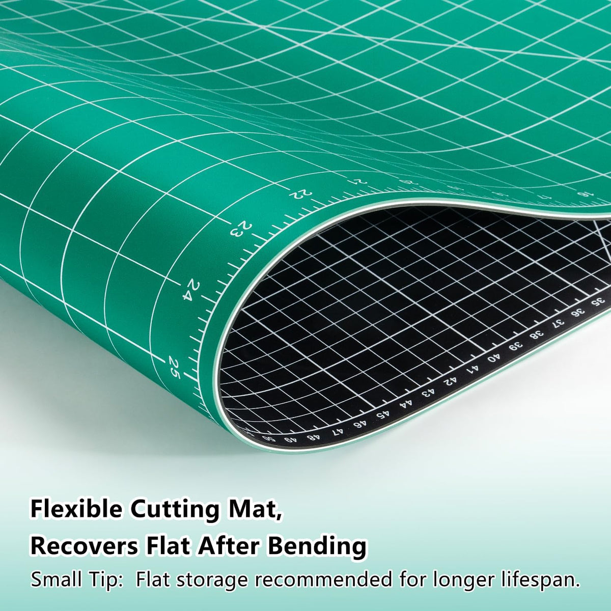 Ecraft 23"x47" Large Self Healing Non-Slip Cutting Mat, Double Sided 5-Ply Black Green Mat for Quilting, Sewing, Fabric, Crafts and Scrapbooking