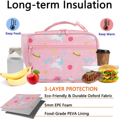 GYEUKHAM Insulated Lunch Box for School, Thermal Reusable Durable Freezable Lunch Bags for Kids Boys Girls Men Women - Small Soft Cooler Portable Lunch Tote Kit for Work Picnic Travel,Black