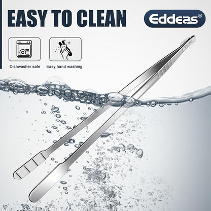 Eddeas Kitchen Tweezers Tongs, Cooking Tweezers Stainless Steel - 3 Size 12'' 10'' & 8 inch Ideal for Meat, pasta, plating and pinching delicate small pieces of food, Set of 3