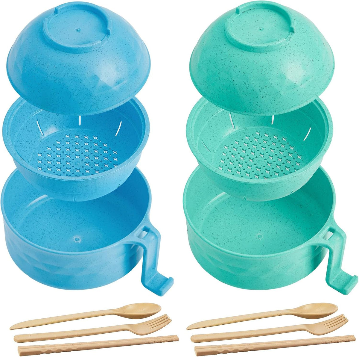 2 Sets 40 oz Microwave Ramen Bowl with Handles, Yellow,Orange