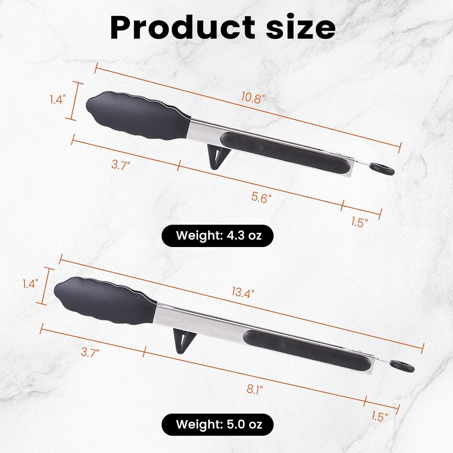 Kitchen Tongs Set of 2 (9” & 12”) – Stainless Steel & Silicone Cooking Tongs with Built-in Stand & Dishwasher Safe – Heat Resistant up to 600°F – Perfect for Grilling, BBQ, Salad & Frying