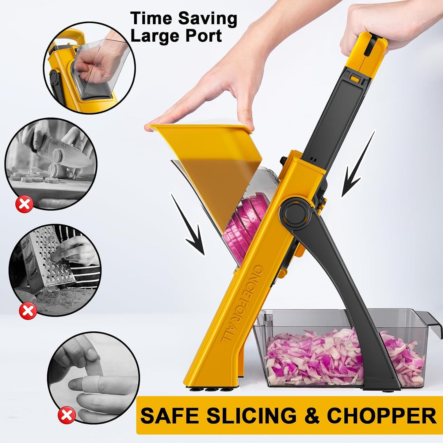 [All in 1] Upgraded Version Safe Mandoline Slicer for Kitchen, Adjustable Thickness. Veggie Slicer, Rapid Prep Mandoline, Detachable Blade, Cleaning Brush/Paring Knife (Black Knight)