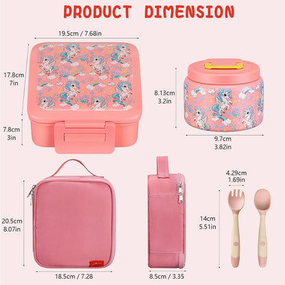 JXXM Bento Lunch Box for Kids With 8oz Soup thermo,Leak-proof Lunch Containers with 5 Compartment,thermo Food Jar and Lunch Bag, Food Containers for School (A-Blue(Extreme Locomotive))