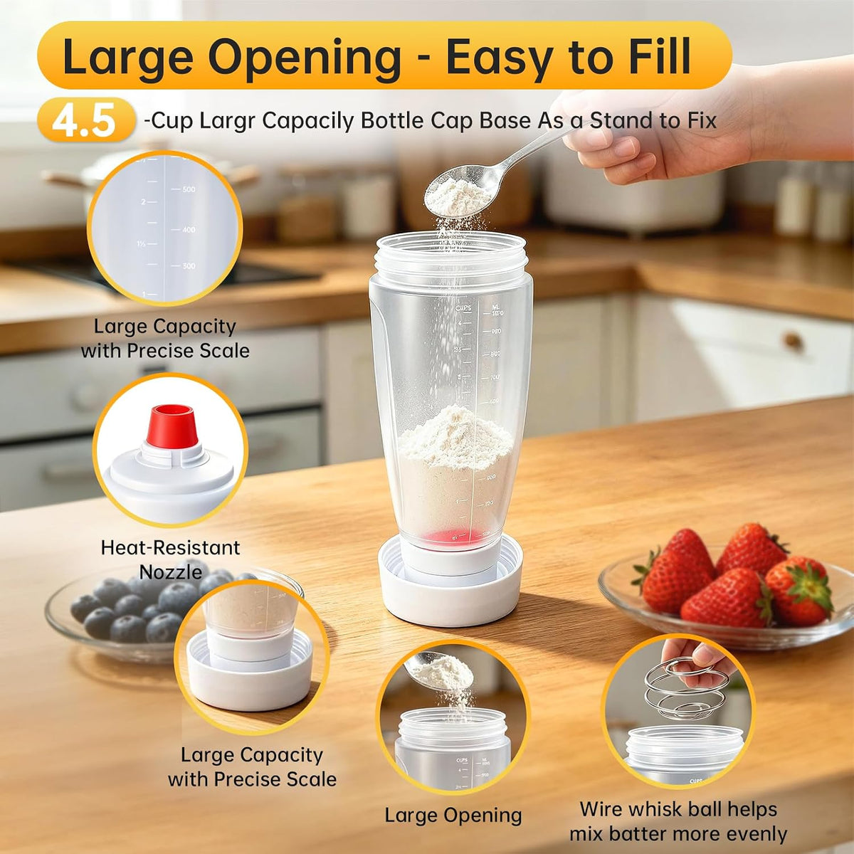 Pancake Batter Dispenser Bottle,34oz,BPA-Free Dishwasher-Safe