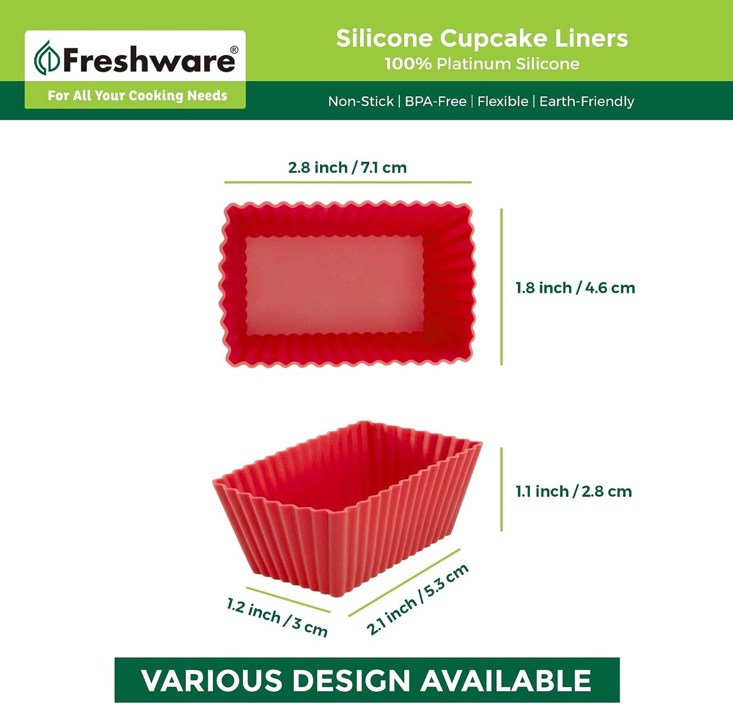 Freshware Cupcake Liners, Pack of 12 Silicone Muffin Cups, 3 Inch Baking Cups, Reusable & Non-stick Cupcake Liners for Party Halloween Christmas, Flower