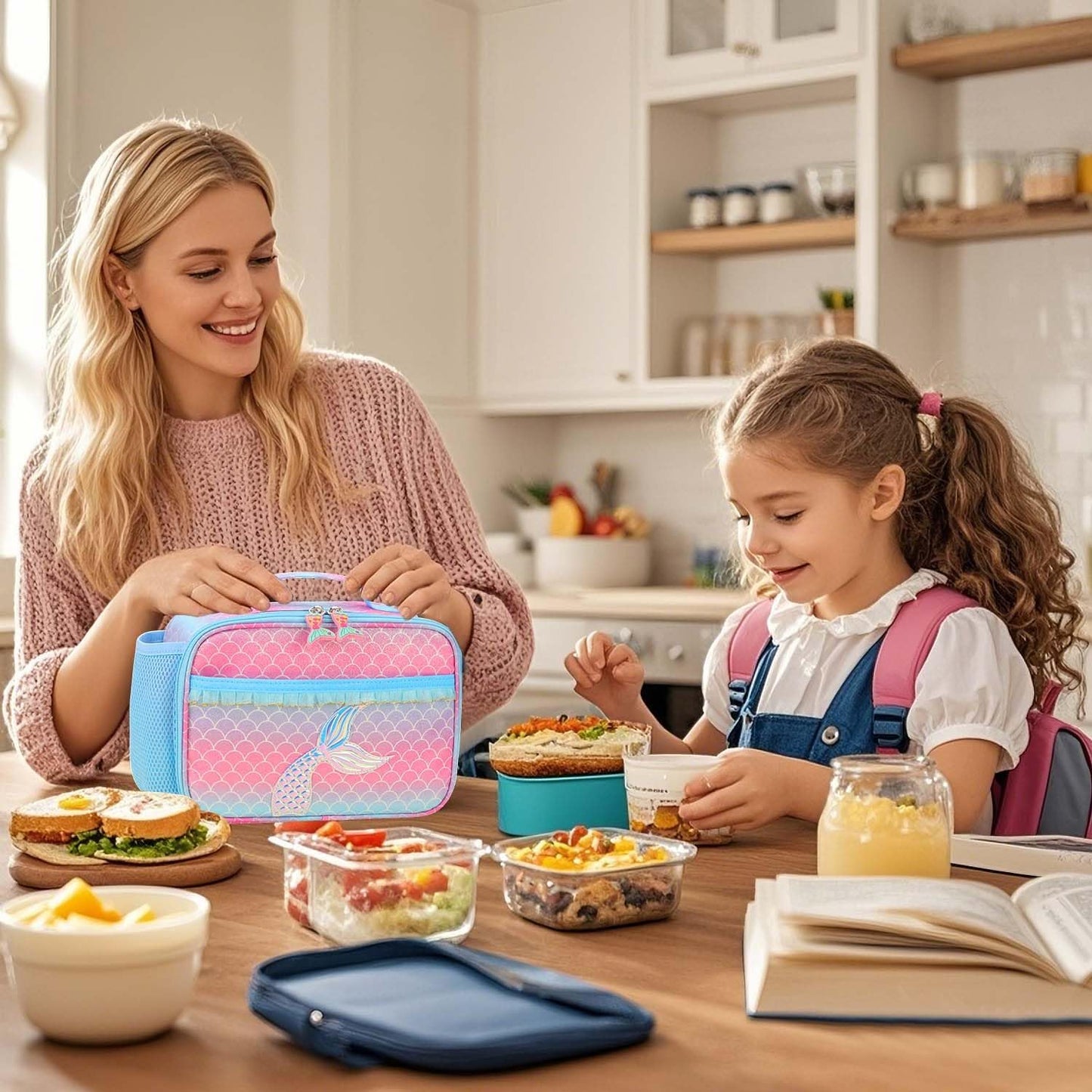RHCPFOVR Kids Lunch Bag - Insulated Lunch Box for Boys Girls,Washable Lunch Bag and Reusable Toddler Leak-proof Lunchbox for School and Daycare - Colors B