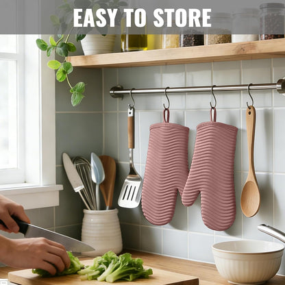 Yutat Silicone Oven Mitts - Oven Mitts and Pot Holders Sets Made of Non-Slip & BPA-Free Silicone, High Heat Resistant 500 Degrees, Perfect for Kitchen Cooking Baking BBQ, Peak Green