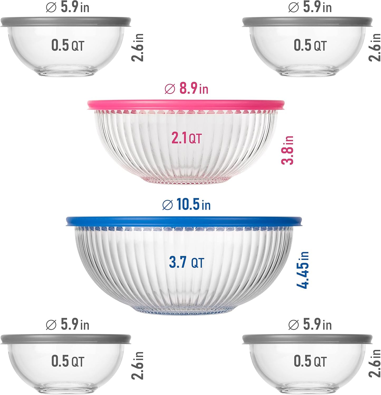 Set of 4 Stackable Space-Saving Nesting Glass Bowls with Airtight Acacia Lids for Lunch, Meal & Food Prep - Microwave & Oven-ready BPA Free Durable Heat Resistant Inert Borosilicate Glass