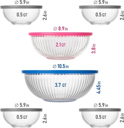 Set of 4 Stackable Space-Saving Nesting Glass Bowls with Airtight Acacia Lids for Lunch, Meal & Food Prep - Microwave & Oven-ready BPA Free Durable Heat Resistant Inert Borosilicate Glass