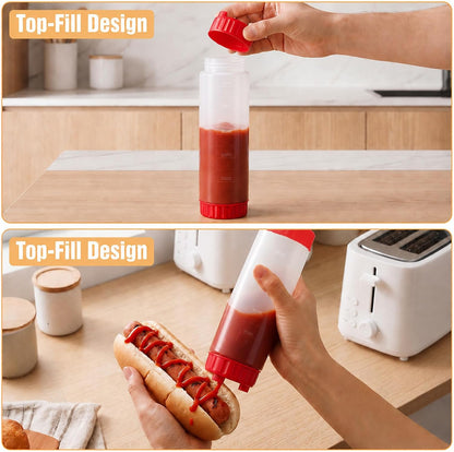 2 Pcs 16 oz Inverted Squeeze Bottles, Valve Condiment Dispenser (Black)