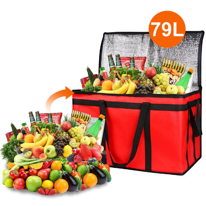 Bodaon Insulated Food Delivery Bag, XXXL Pizza Delivery Bags for Hot and Cold Food, Commercial, Large Capacity Reusable Warming Bag, Catering Cooler Bag for Rideshare, Warmers for Parties (Black, 1Pk)