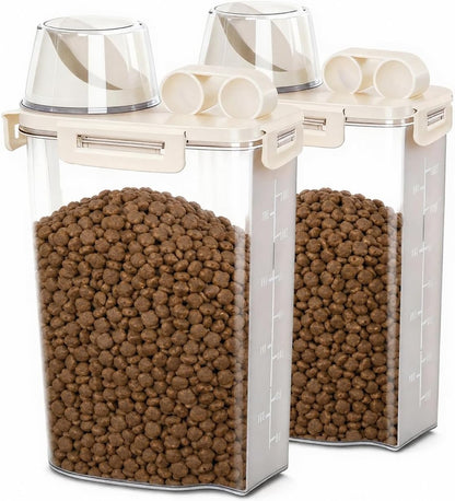 2 Lbs Small Cat Dog Food Storage Container for Bird Seed, Pet Food, 2 Pack | 2QT Versatile Dry Food Bin Portable Dispenser with Wide-Mouth Pour Spout for Rice, Flour, Cereal, Storage and Organization