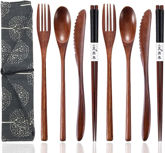 Travel Utensils Set with Case Reusable Stainless Steel Silverware Flatware Set 9 Pcs Portable Cutlery Eating Utensils Set for Lunch Boxes Workplace Camping School, Dishwasher Safe (Multi)
